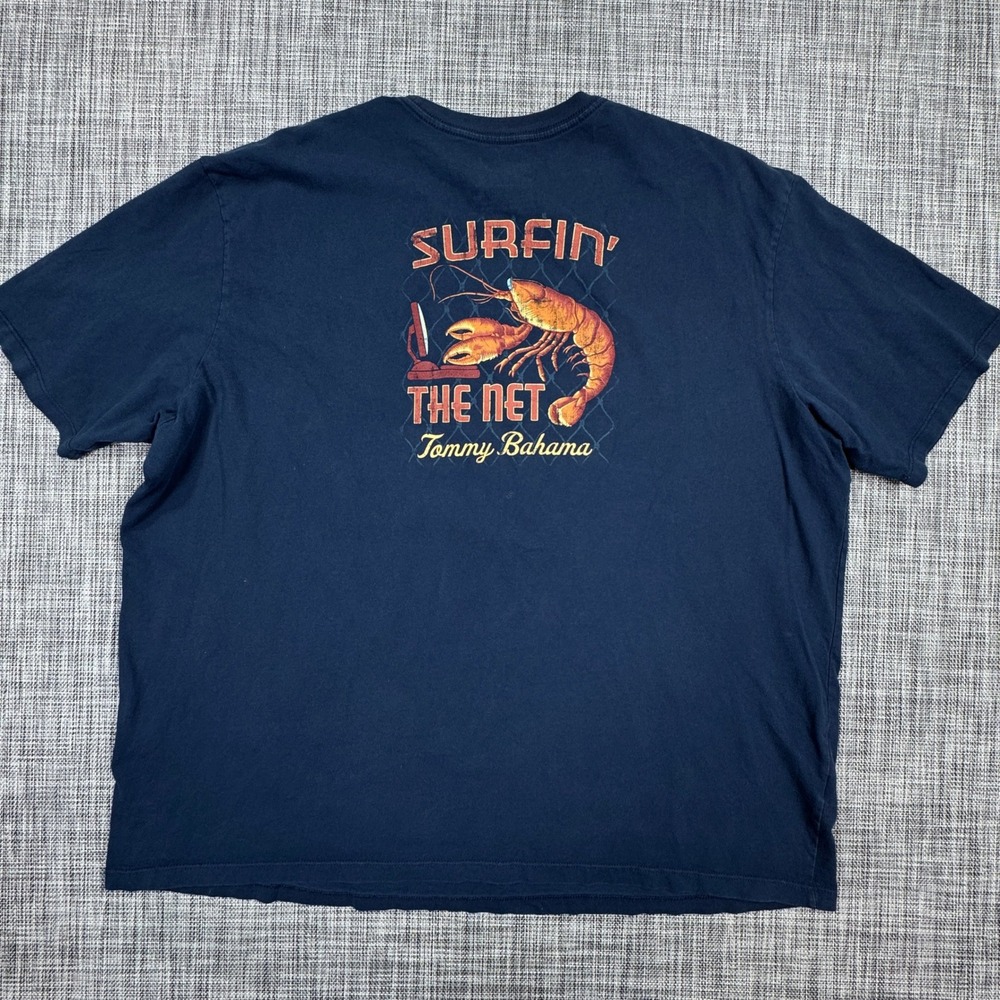 Tommy Bahama Relax Mens 3XL Navy Surfin The Net Graphic Cotton Crew Neck T Shirt